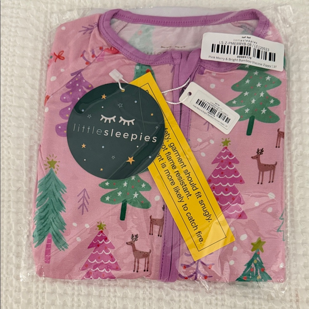 Little Sleepies Pink Pajama Set with Forest Design